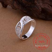 Anel de prata esterlina 100%, vintage, vazado, padrão, anéis de casamento para casal, mulheres, homens, moda, 925 2024 - compre barato