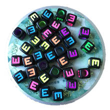 Mini order Acrylic Letter Beads 100pcs 7*7mm Big Hole Cube alphabet English Initial E Printing jewelry Bracelet Beads alphabets 2024 - buy cheap