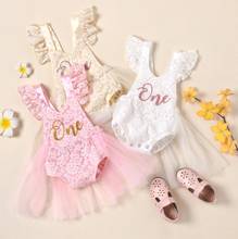 Baby Kids Lace Mesh Stitching Romper Dress One Letter Print Little Princess Summer Baby Romper Bodysuits Costume 2024 - buy cheap