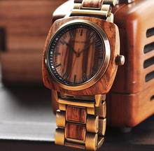 BOBO BIRD-reloj analógico de madera para hombre, accesorio de pulsera de cuarzo resistente al agua con diseño de cebra, complemento masculino de marca de lujo perfecto para regalo 2024 - compra barato