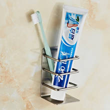 Adhesive Stainless Steel Wall Mounted Shower Bathroom Toothbrush Toothpaste Holder Stand 2024 - buy cheap