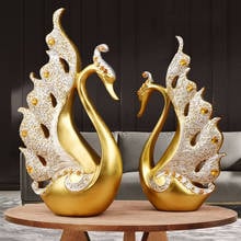 European Resin Gold Swan Couple Decoration Home Livingroom Table Figurines Crafts Hotel Office Desktop Furnishings Ornaments Art 2024 - buy cheap