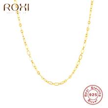 ROXI-Cadena de eslabones minimalistas para mujeres y hombres, joyería de cumpleaños, gargantilla de plata esterlina 925, con Clip de papel 2024 - compra barato