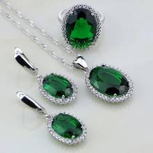 Green Emerlad White Mystic Stones Sterling Silver Jewelry Sets For Women Wedding Sliver Earrings/Pendant/Necklace/Ring 2024 - buy cheap