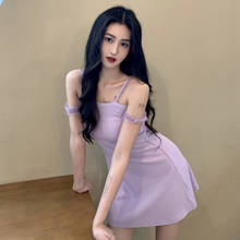 Женские платья в японском стиле Харадзюку, винтажное женское привлекательное фиолетовое платье на бретельках, Женская милая одежда в Корейском стиле для женщин 2024 - купить недорого