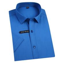 Camisa casual de verão com manga curta, camiseta de fibra de bambu para homens, branca ou preta, plus size, stretch macio 2024 - compre barato