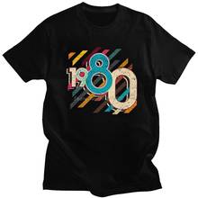 Trendy Men's Retro Vintage Born In 1980 Shirt Short Sleeves Cotton Tshirt Summer Tee Top 40th 40 Years Old Birthday Gift T-Shirt 2024 - buy cheap
