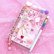 Sharkbang-Cuaderno Kawaii Bling flores de cerezo A6, cuaderno de hojas sueltas, Agenda, planificador, 2021 hojas, 160 2024 - compra barato