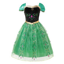 Girl Anna Dress Cosplay Costumes Kids Halloween Party Fancy Clothing Girls Floral Tulle Ball Gown Dress 2024 - buy cheap