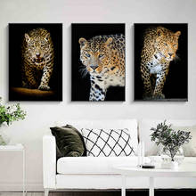 Póster moderno de vida salvaje, lienzo de pintura de leopardo, arte de pared en blanco y negro, imágenes de animales para sala de estar, decoración del hogar, Cuadros 2024 - compra barato