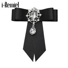 i-Remiel Ribbon Tie Bow Brooch Fabric Crystal Flower Pins And Brooches Accessories Ladie Bowtie Broaches Pin Badge For Women Men 2024 - buy cheap