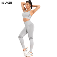 Seamless Yoga Suit Women 2 Piece Gym Set Bra Slim Knit Jacquard Sportwear Fitness Leggings And Top Sport Outfit Workout Clothes 2024 - buy cheap