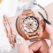 Модные женские кварцевые наручные часы с ремешком-сеткой, вращающиеся на 360 градусов, с бриллиантами, бесплатная доставка, женские повседневные наручные часы relogio feminino 2024 - купить недорого