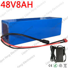 Литиевая батарея для электрического велосипеда, 48 В, 8 А/ч, 500 Вт, с мягкой упаковкой, синий чехол из ПВХ с зарядным устройством 15A, BMS, 54,6 в, 2 А 2024 - купить недорого