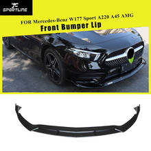 Spoiler preto brilhante para mercedes-benz a class w177 sport a180 a200 a45 amg 2019, protetor de lábio e para-choque dianteiro 2024 - compre barato