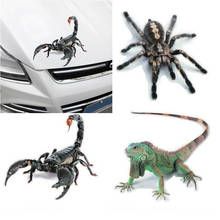 3D Car Sticker Animals Bumper Spider Gecko Scorpions For Universal Automobile Accessories 3D Colored Lizard Animals Car Stickers 2024 - buy cheap