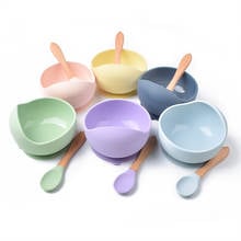 1set Silicone Baby Feeding Bowl Tableware Waterproof Spoon Non-Slip Crockery BPA Free Silicone Dishes for Baby Bowl Baby Plate 2024 - buy cheap