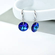 Brincos de gota de cristal redondo para as mulheres simples azul geométrico brincos moda jóias de casamento 2024 - compre barato
