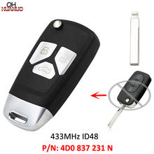 Upgraded Folding Remote Key 3 Button 433MHz with ID48 Chip for Audi A3 A4 1999-2002 4D0 837 231 N 2024 - buy cheap