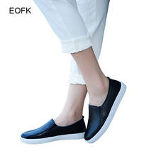 Eofk mocassins femininos de couro, mocassim casual, slip-on, prata, confortável, sapatos de bico redondo, verão 2024 - compre barato