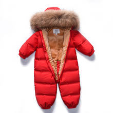 Baby Kids Down Jacket Thick Newborn Boy and Girl Down Jumpsuit Real fur Collar Good Quality 0-5Y 2024 - buy cheap