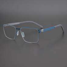 Armação de óculos sem parafuso de marca alemanha homens aviação médica de aço inoxidável quadrado mulheres miopia óculos y710 2024 - compre barato