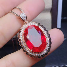 Luxo grande oval pedras preciosas rubi vermelho cristal zircão diamantes pingente colares para as mulheres cor de ouro rosa jóias bijoux festa presente 2024 - compre barato