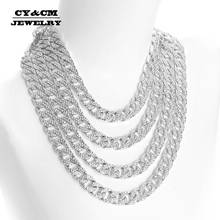 13mm Men's Hip Hop Full Rhinestones Iced Out Miami Curb Cuban Chain Necklace Gold Silver Color Bling Necklaces For Men Jewelry 2024 - buy cheap