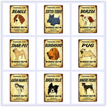 Parking for Pet Dog Vintage Plaque Beagle Metal Tin Signs Pub Bar Cafe Home Decor Borzoi Shar-Pei Brittany Wall Art Poster N357 2024 - buy cheap