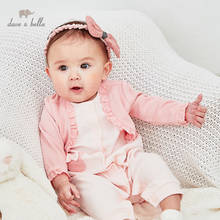 DBH15911 dave bella spring new born baby girls fashion bow ruched jumpsuits infant toddler clothes children romper 1 piece 2024 - buy cheap
