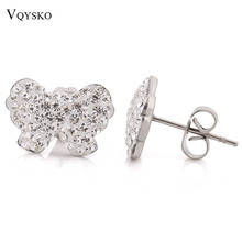 Cute Clear Rhinestone Crystal Butterfly Earrings for women Grils Stainless steel Stud Earring Jewelry Design Wholesale 2024 - buy cheap