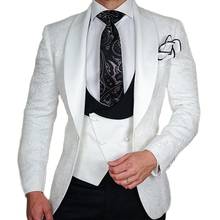 Slim Fit Wedding Groomsman Tuxedo 3 Piece Floral Pattern Men Suits with Pants Male Fashion Jacket Waistcoat Male Costume 2021 2024 - buy cheap