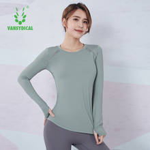 VANSYDICAL Running Shirt Women Finger Hole Long Sleeve Mesh Patchwork Yoga Tops Gym Clothing Fitness Sportswear Workout Shirt 2024 - buy cheap