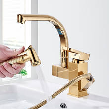 Gold faucet stainless steel pull out kitchen faucets rotatable mixer water sink taps deck mounted 2024 - buy cheap