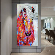 Ddhh pintura doméstica para parede, pinturas em tela, cor de animal, poster, o cavalo, retrato, impressões, decoração para casa, sem moldura 2024 - compre barato