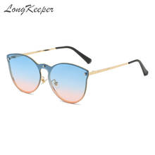 Longkeeper óculos de sol tipo olho de gato feminino, vintage, de tamanho grande com lentes degradê sem aro 2024 - compre barato