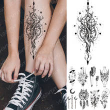 Waterproof Temporary Tattoo Sticker Lace Rose Flowers Lotus Flash Tattoos Wolf Moon Snake Body Art Arm Fake Sleeve Tatoo Women 2024 - buy cheap