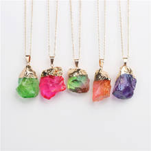 Pinksee Temperament Charm Natural Stone Pendant Necklace Colorful Irregular Crystal Stone Necklaces for Women Jewelry Gift 2024 - buy cheap