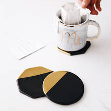 1pc Marble Coaster Ceramic black coaster Grain Gold Plating Cup Pad Mat Table bowl Placemat Coffee Tea Cup drink coasters 2024 - buy cheap