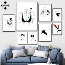 Sexy Girl Tattoo Wall Art Canvas Painting Abstract Poster and Print Black and White Wall Pictures for Living Room Decor No Frame 2024 - buy cheap