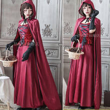 Halloween Evil Little Red Riding Hood Costume Carnival Vampire Cosplay Hood Cape Dress Gothic Horror Outfit For Adult Women 2024 - buy cheap