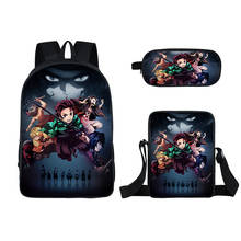 Demon Slayer: Kimetsu no Yaiba Cosplay Backpack School Shoulder Bag Crossbody Bags Pencil Case 3pcs Set Gift 2024 - buy cheap