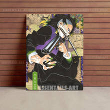 Pintura de tela genya shinazugawa, pôster para decoração de parede do anime kimetsu no yaiba com imagens da sala de estar, decoração para casa, pintura de arte para parede do estudo 2024 - compre barato