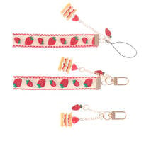 Strap Lanyards For IPhone Samsung Keys Mobile Phone Strap Hang Rope Phone Charm Japanese Strawberry Cake Decor Gift Key Chain 2024 - buy cheap