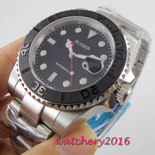 Мужские часы с автоматическим механизмом, черный стерильный циферблат 40 мм NH35, сапфировое стекло, дата, матовая керамическая рамка, Miyota 8215 2024 - купить недорого