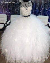 ANGELSBRIDEP-Vestido De baile De dos piezas, Vestido De novia Formal con cuello transparente, longitud hasta el suelo 2024 - compra barato