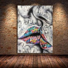 Lover Kissing Graffiti Art Canvas Paintings On the Wall Art Posters And Prints Abstract Street Pictures For Living Room Unframed 2024 - buy cheap