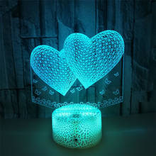 3D Colorful Led Night Light Double Love Heart Acrylic Romantic Desk Lamp Touch Sensor/Remote Controller DC5V Valentine's Day 2024 - buy cheap