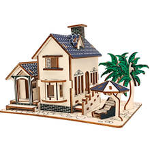 Ocean Villas 3D Wooden Contruction Puzzle Building Model DIY Beach House Puzzles Educational Toy Children Birthday Gifts 2024 - buy cheap