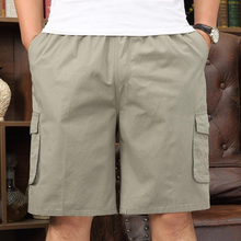 Good Quality Men Cotton Casual Shorts New Summer Men Loose Short Pants Men Elastic Waist Knee Length Tooling Shorts Size 5XL 2024 - buy cheap